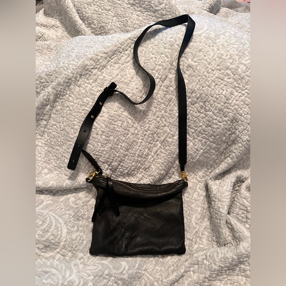 Noonday Collection Genuine Leather Black Crossbody Bag Purse Clutch